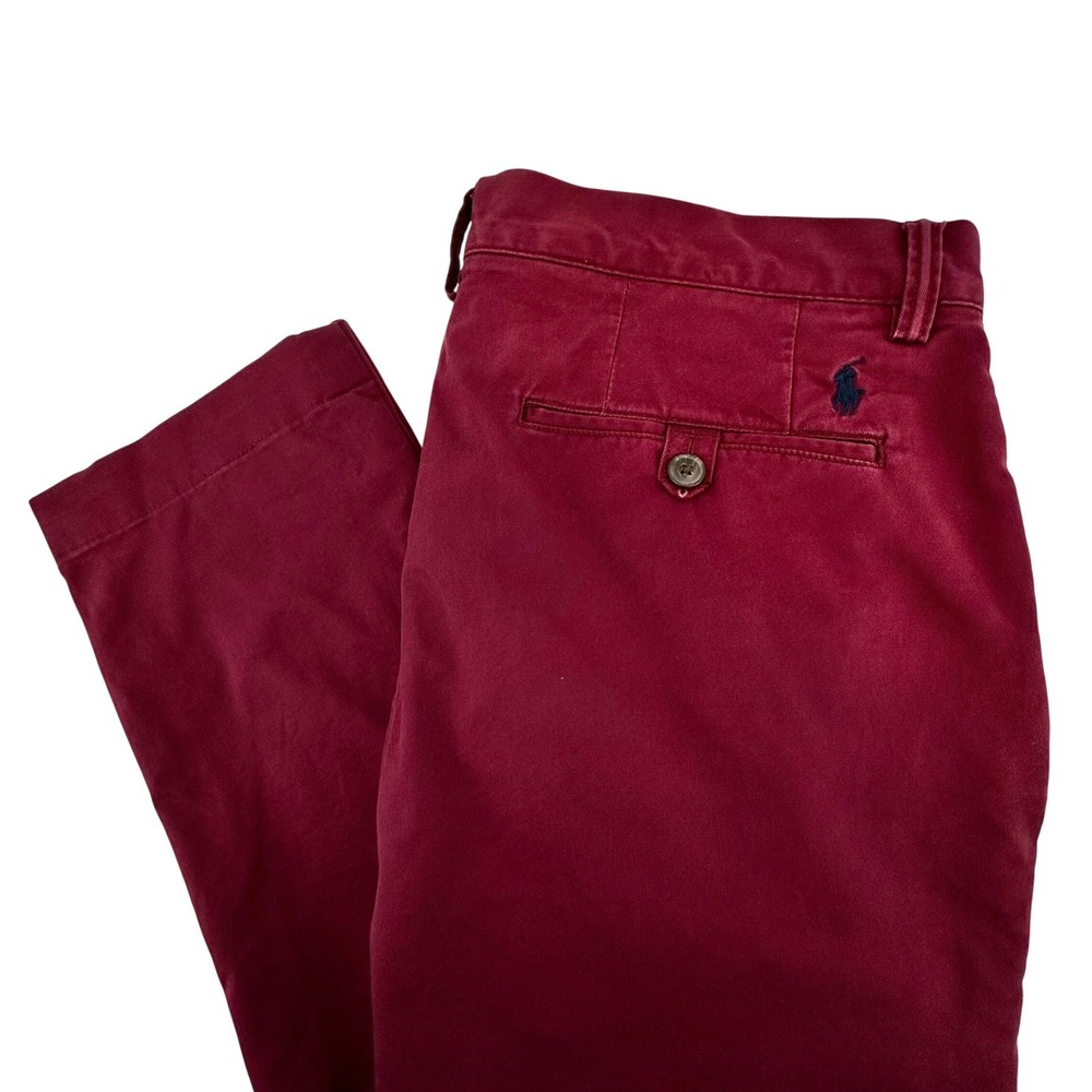 Polo Ralph Lauren Mens‎ 33/30 Burgundy Stretch Straight Fit Chino Pants Maroon